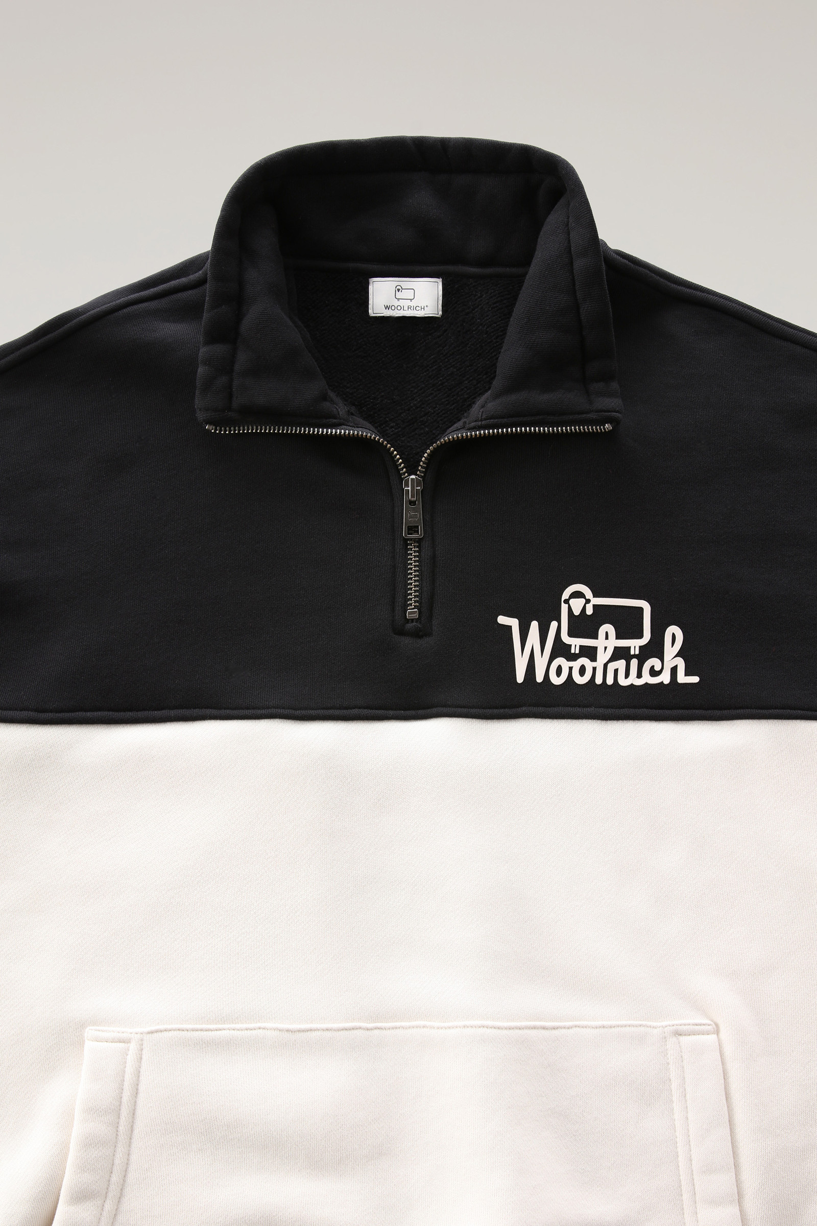 Color-Block Half-Zip Sweatshirt with Printed Logo Grey photo 6 | Woolrich