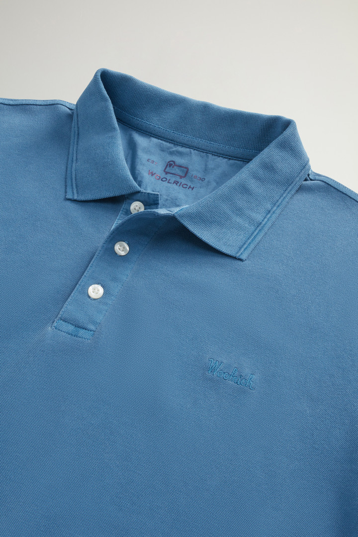 Garment-Dyed Mackinack Polo in Stretch Cotton Piquet Blue photo 6 | Woolrich