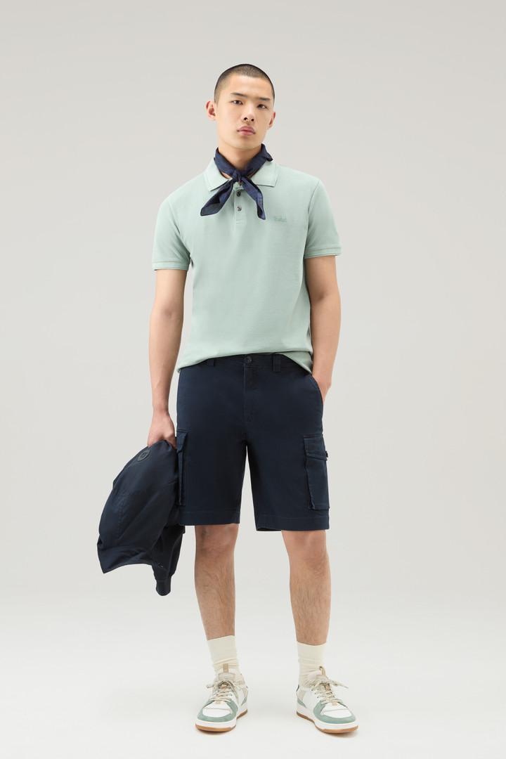 Garment-Dyed Cargo Shorts in Stretch Cotton Blue photo 2 | Woolrich