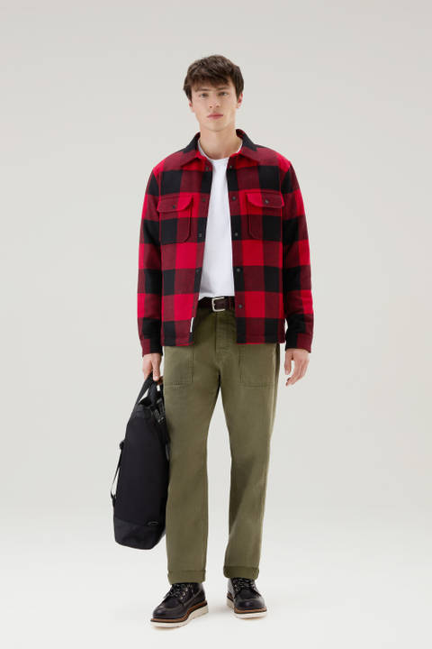 Alaskan Padded Check Overshirt in Recycled Italian Wool Blend Red | Woolrich