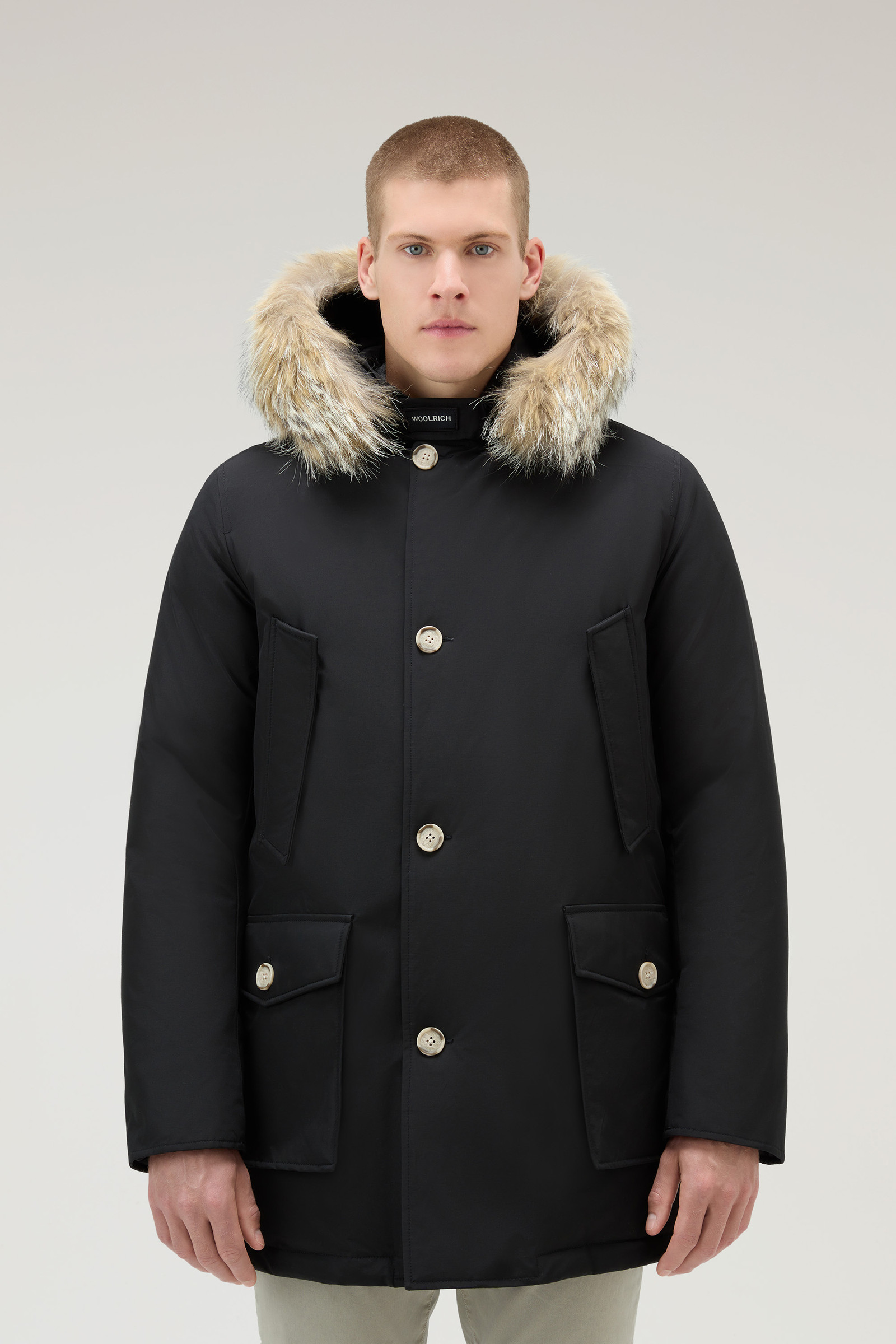 Men's Arctic Parka in Ramar Cloth with Detachable Fur Trim Black ...