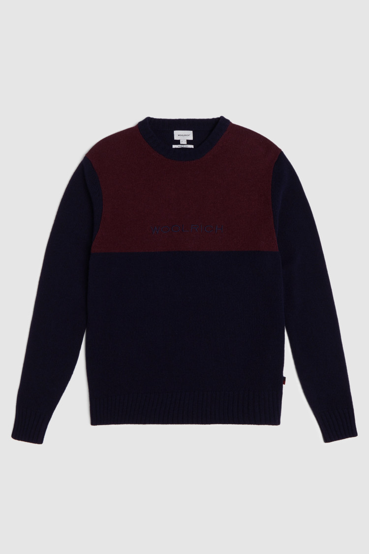 Maglione in lana girocollo color block