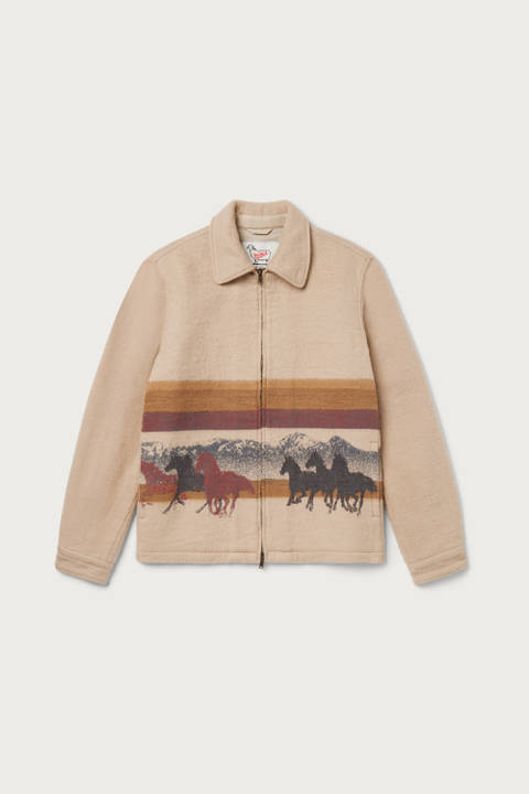 Overshirt in Pure Cotton with Jacquard Workmanship - One Of These Days / Woolrich Beige | Woolrich
