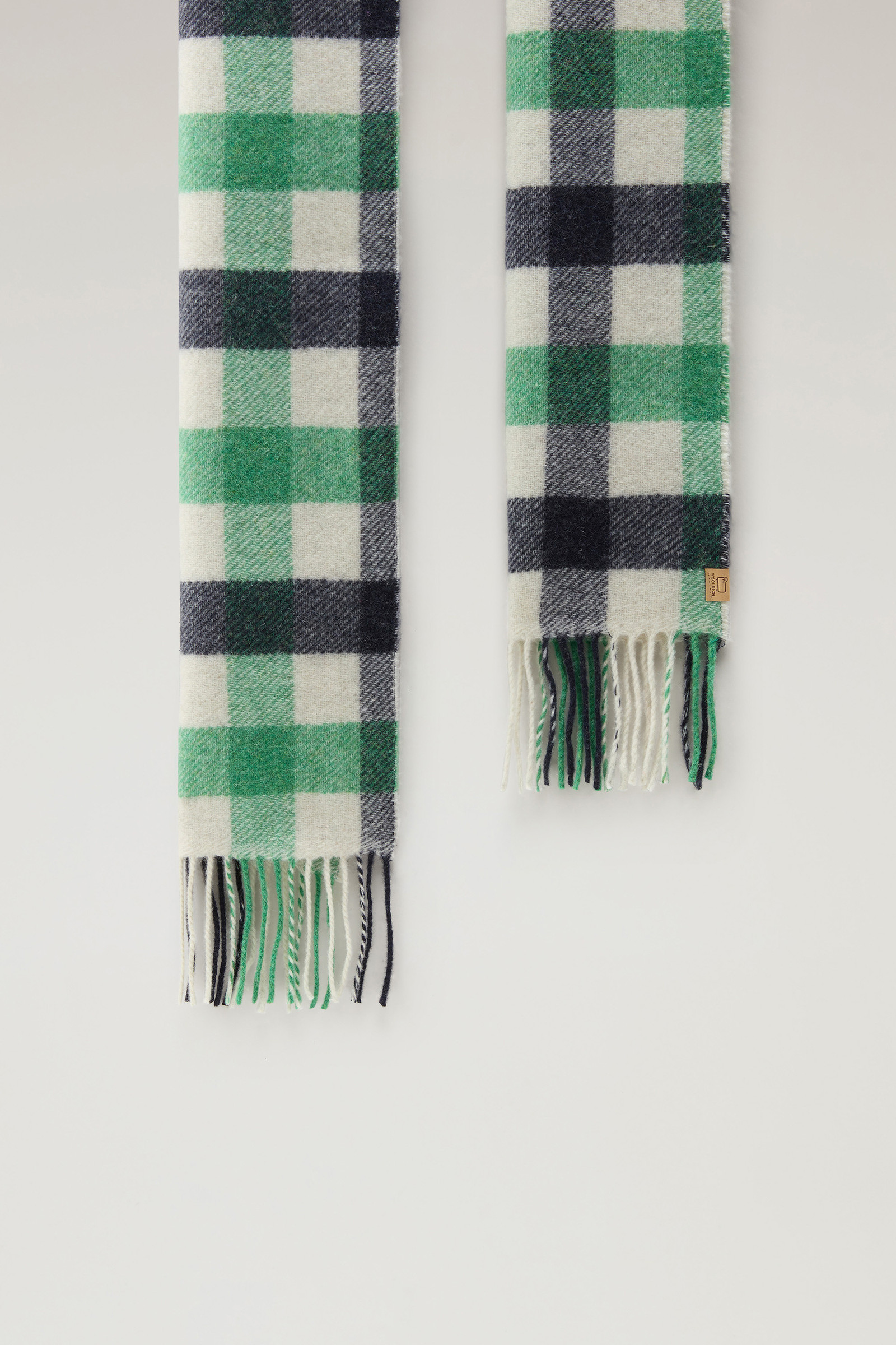 Boys' Check Scarf in Wool Blend Green photo 2 | Woolrich