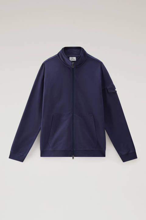Pure Cotton Sweatshirt with Zip and High Collar Blue photo 2 | Woolrich