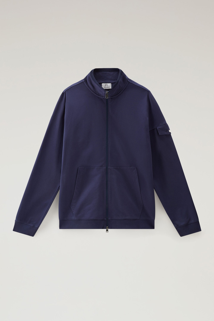 Pure Cotton Sweatshirt with Zip and High Collar Blue photo 5 | Woolrich