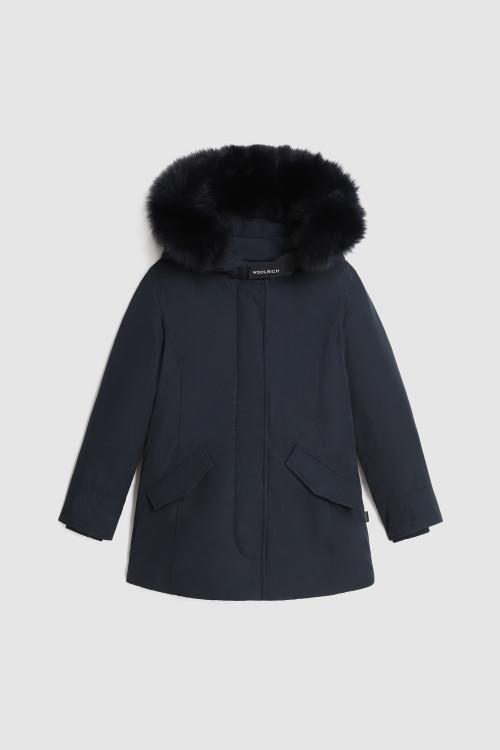 Luxury Arctic Parka para niña con piel teñido desmontable azul | Woolrich