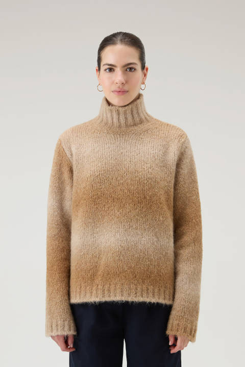 Turtleneck Sweater in Alpaca Blend with Dégradé Effect Beige | Woolrich