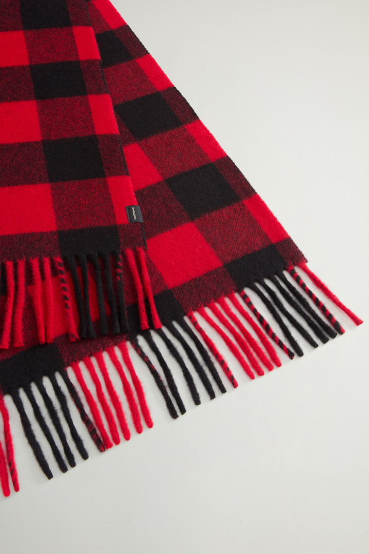 Wool-Blend Scarf with Jacquard Buffalo Check Pattern Red photo 3 | Woolrich