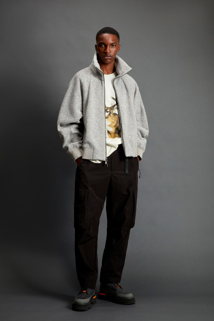 Full-Zipper Sweatshirt with Stand-Up Collar in Recycled Sherpa by Todd Snyder Gray photo 2 | Woolrich