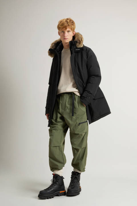 Polar Parka in Ramar Cloth with High Collar and Fur Trim Black | Woolrich