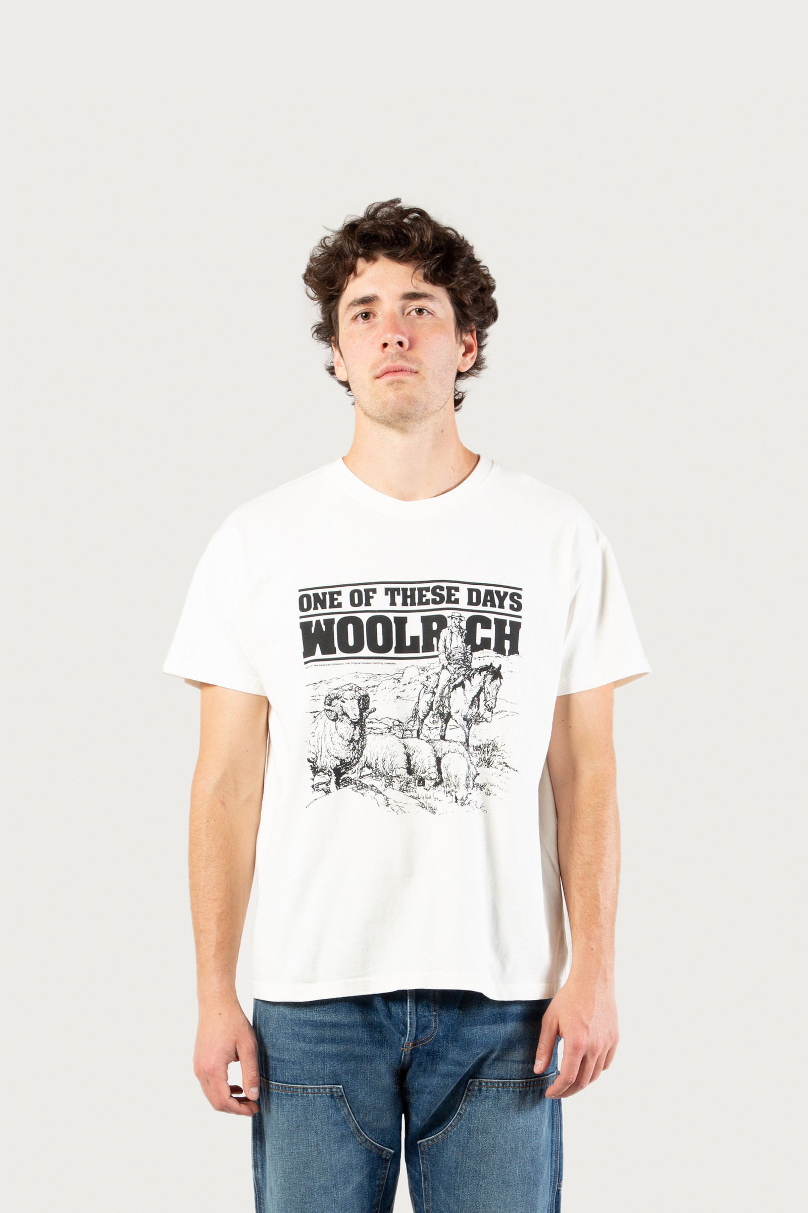 Men\'s T-shirt in Pure Cotton - One Of These Days / Woolrich White |  Woolrich USA