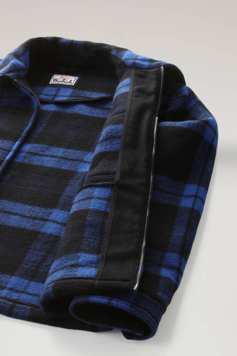 Wool Blend Zip-front Timber Plaid Flannel Overshirt Blue photo 2 | Woolrich