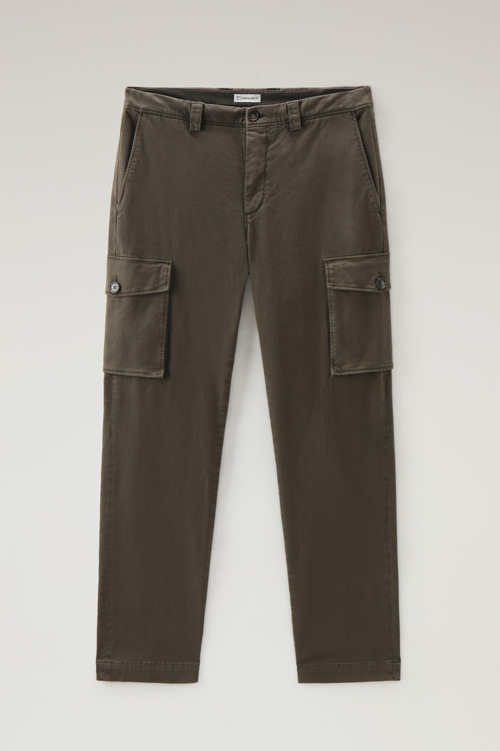 Garment-Dyed Stretch Cotton Cargo Pants Green photo 3 | Woolrich