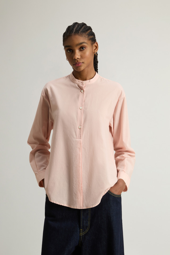 Woolrich Woman Pure Cotton Voile Shirt With Band Collar Pink Size XXS