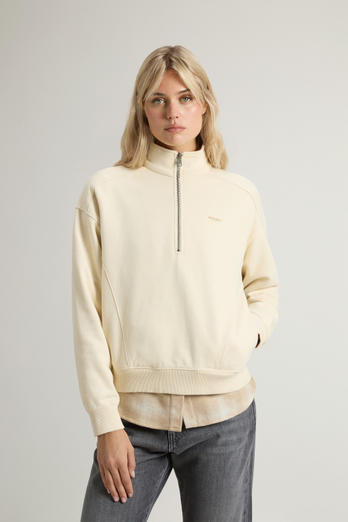 High Neck Sweatshirt in Pure Cotton White | Woolrich