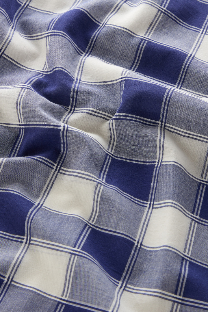 Langes Kleid aus reinem Baumwoll-Voile mit Karomuster Blau photo 8 | Woolrich