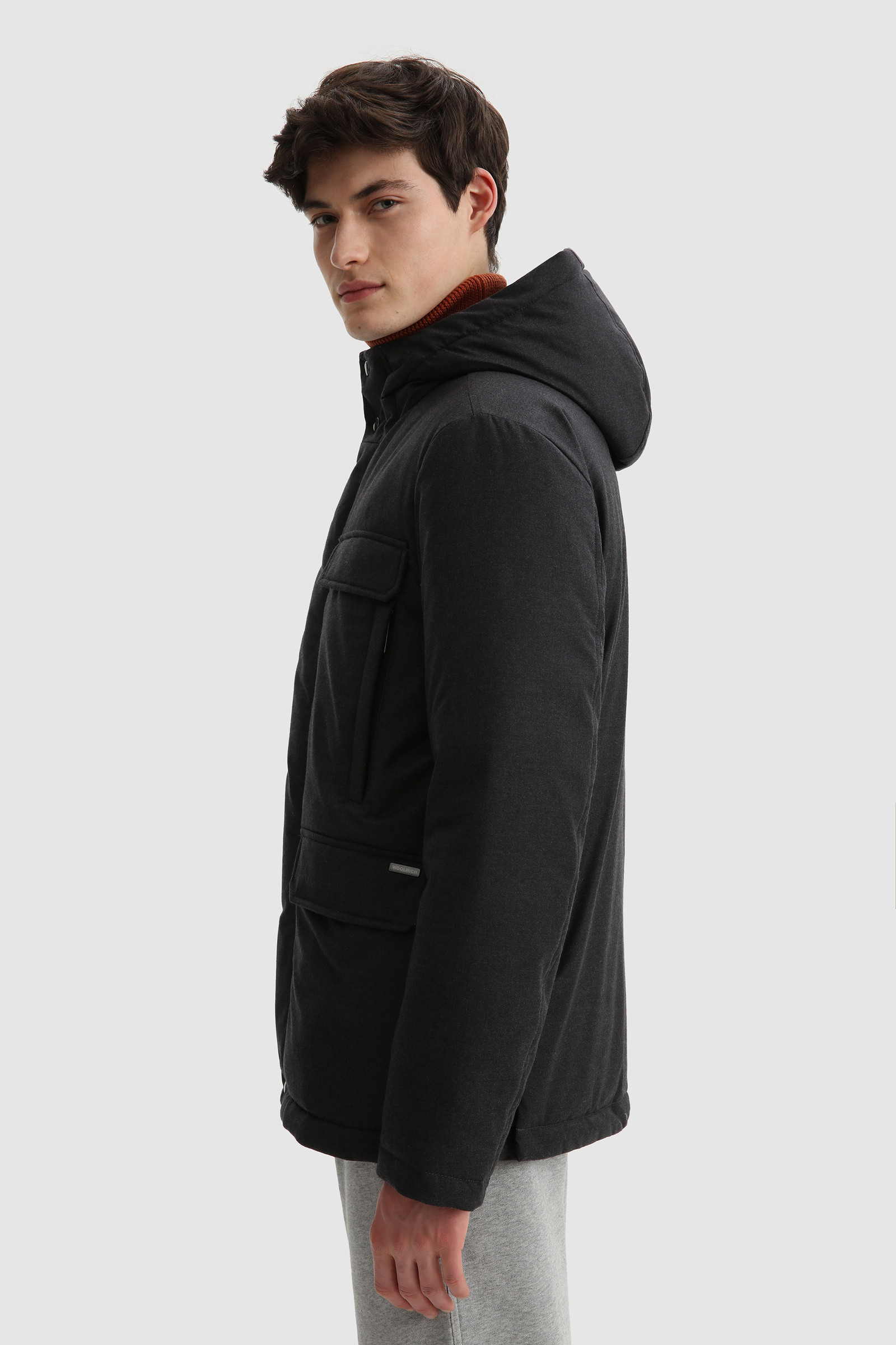 Giacca in lana italiana pregiata misto seta realizzata con un tessuto Loro Piana nero photo 3 | Woolrich
