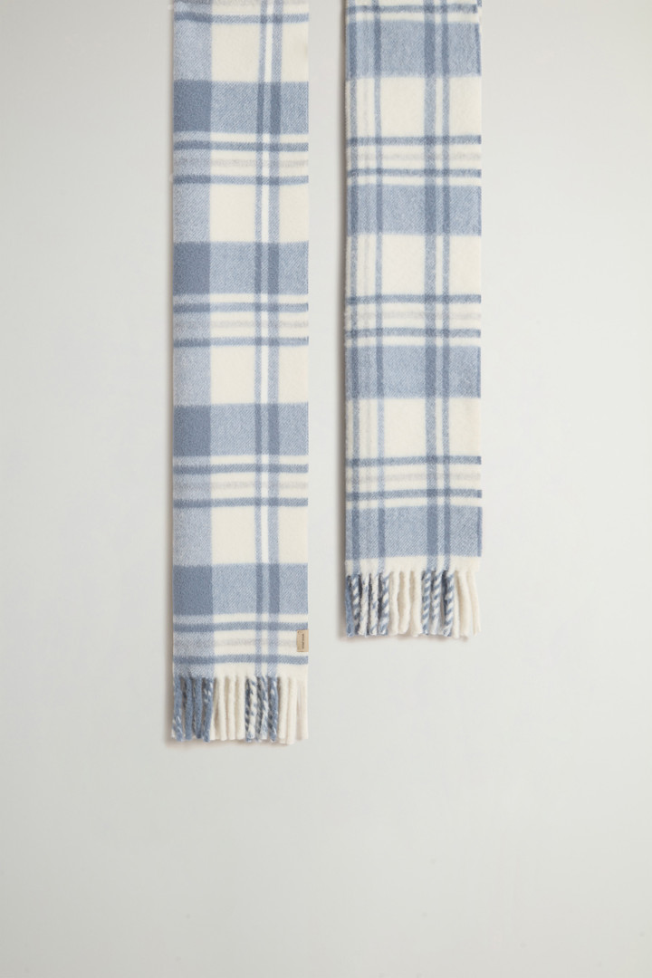 Scarf in Pure Wool with Checked Pattern Blue photo 2 | Woolrich