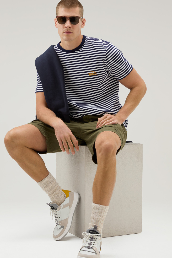 Striped T-Shirt in Stretch Cotton Jersey Blue photo 4 | Woolrich