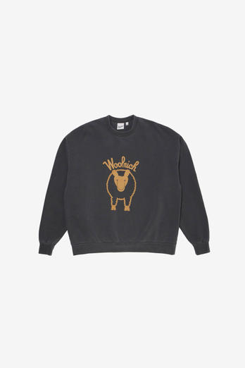 Rundhalssweatshirt aus reiner Baumwolle mit Logoprint auf Brust und Rückseite Schwarz photo 1 | Woolrich