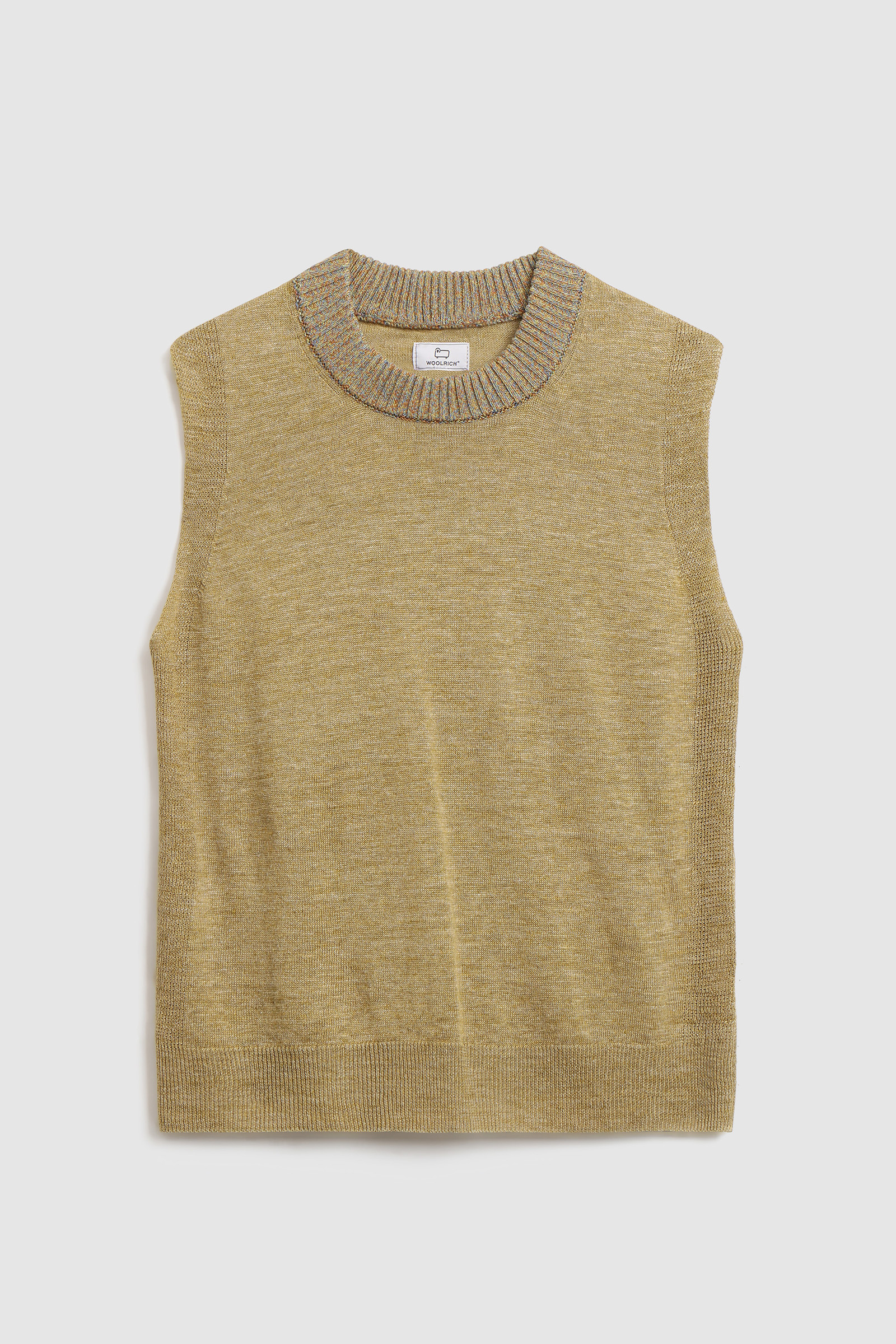 Haut en pur lin avec col côtelé beige photo 4 | Woolrich