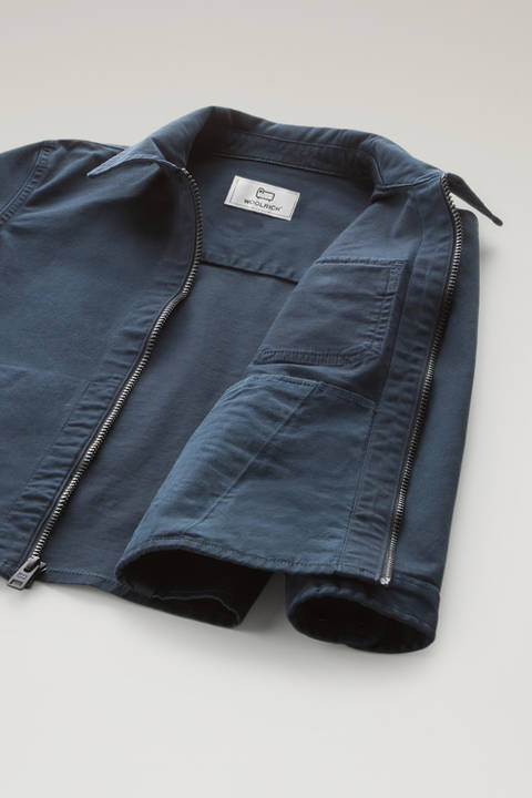 Giacca a camicia da bambino in cotone elasticizzato tinta in capo Blu photo 2 | Woolrich