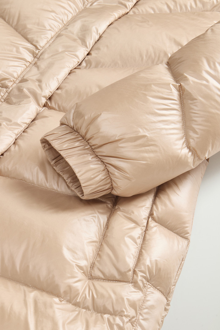 Aliquippa Long Down Jacket in Glossy Nylon Beige photo 9 | Woolrich