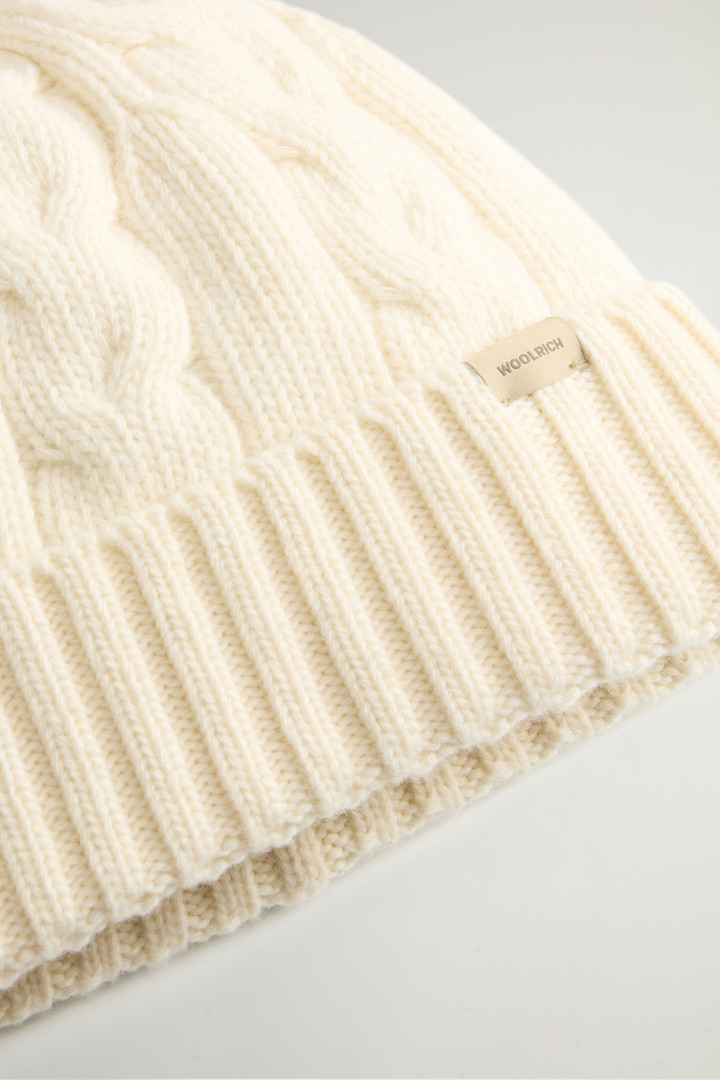 Cable-Knit Pure Wool Beanie White photo 3 | Woolrich