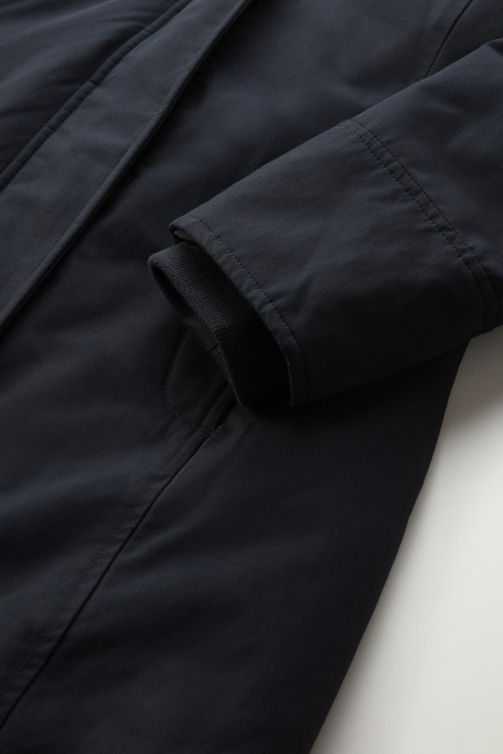 Boulder Parka in Ramar Cloth with Hood and Detachable Faux Fur Trim Blue photo 10 | Woolrich