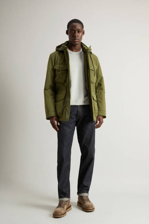 Mountain Cloth Field Jacket with Removable Hood Green | Woolrich