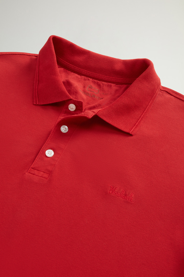 Garment-Dyed Mackinack Polo in Stretch Cotton Piquet Red photo 6 | Woolrich