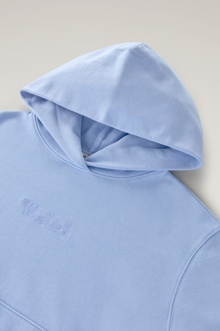 Sweat-shirt en pur coton à capuche et logo brodé Bleu photo 6 | Woolrich