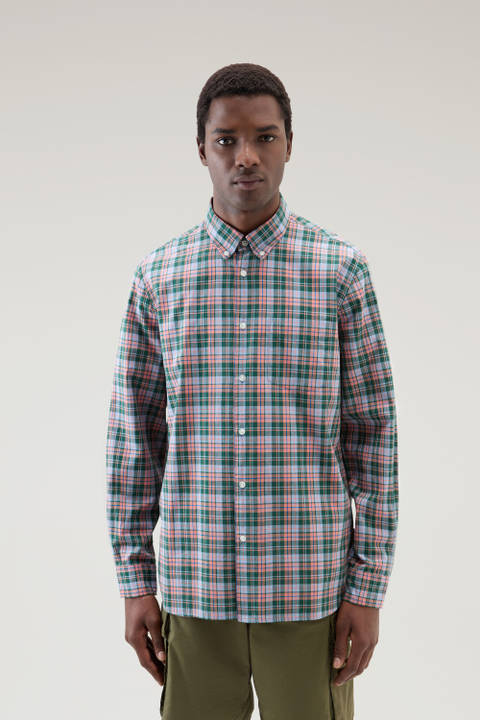 Chemise Madras en pur coton à carreaux Vert | Woolrich