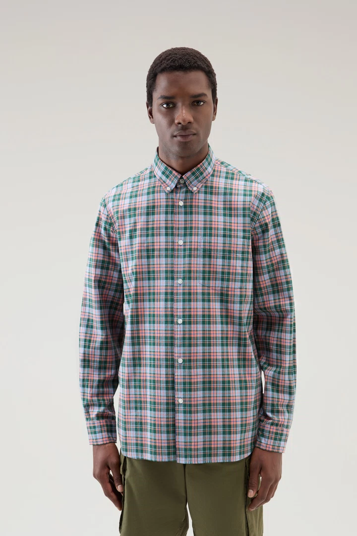 Checked Madras Shirt in Pure Cotton - Men - Green
