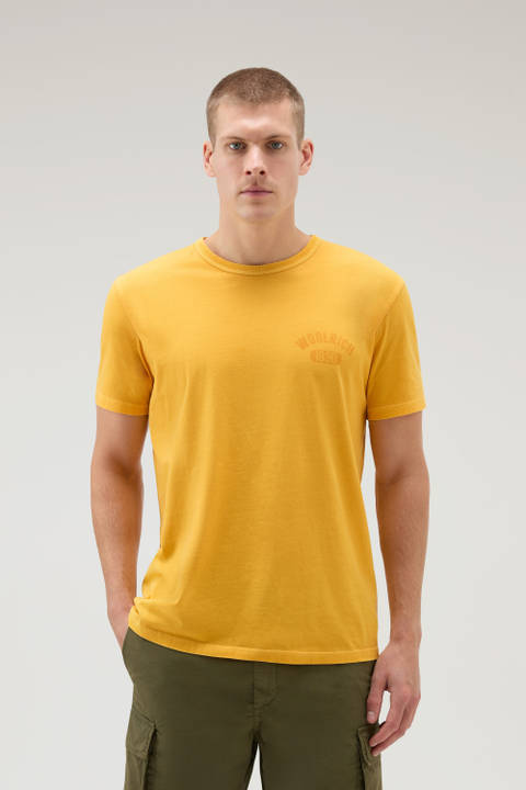 T-shirt teint en pièce en pur coton Jaune | Woolrich