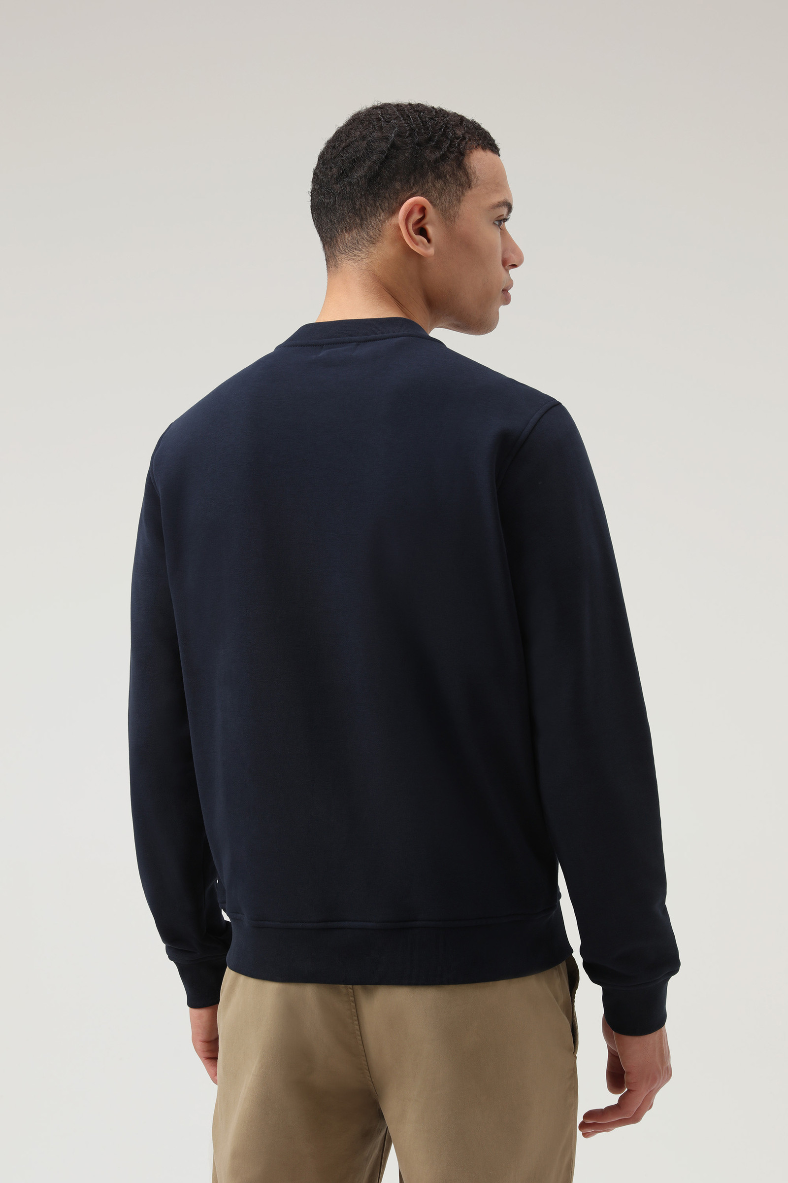 Sweat-shirt léger à col ras du cou classique bleu photo 3 | Woolrich