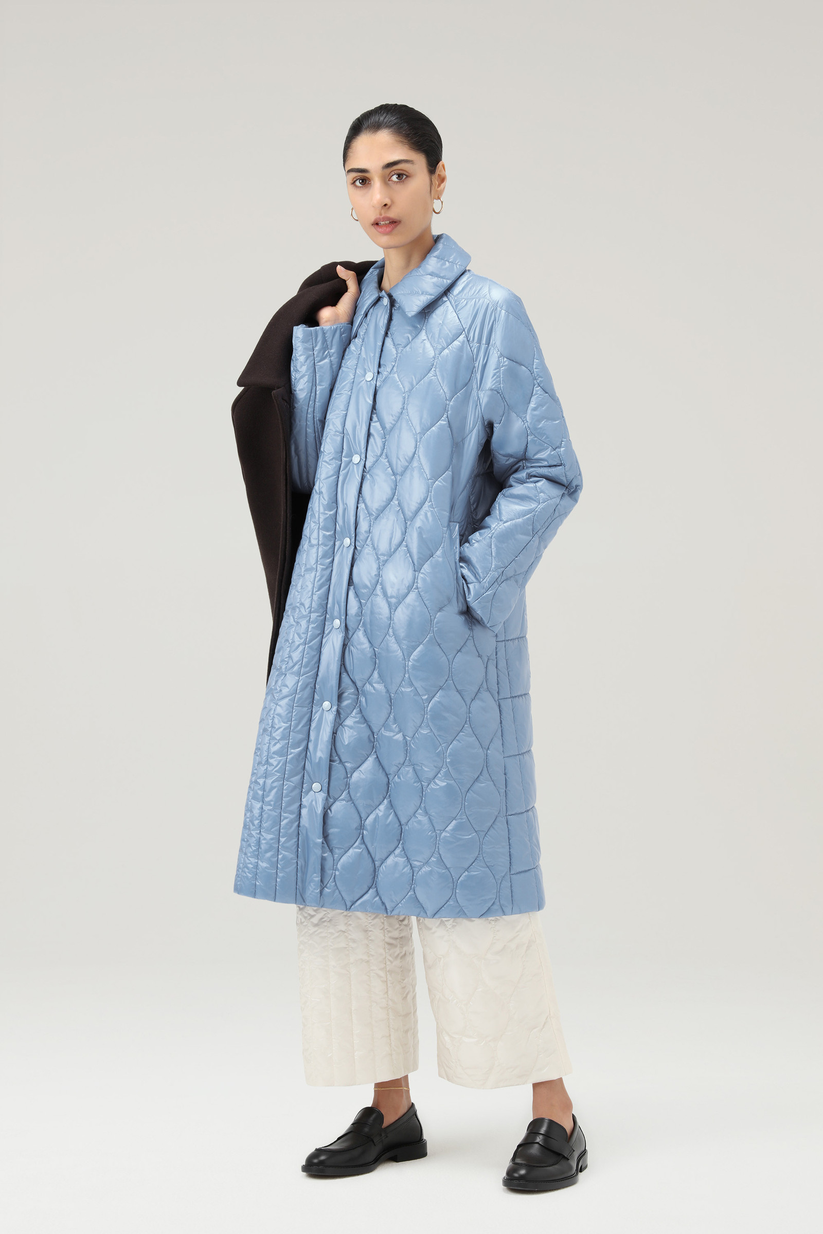 3-in-1 Double Overcoat in Melton Wool and Nylon - Daniëlle Cathari / Woolrich Brown photo 2 | Woolrich