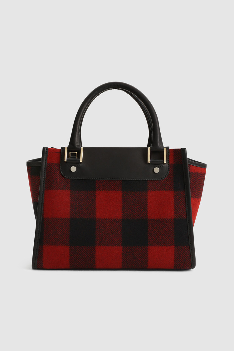 Wool Tote Bag with check pattern