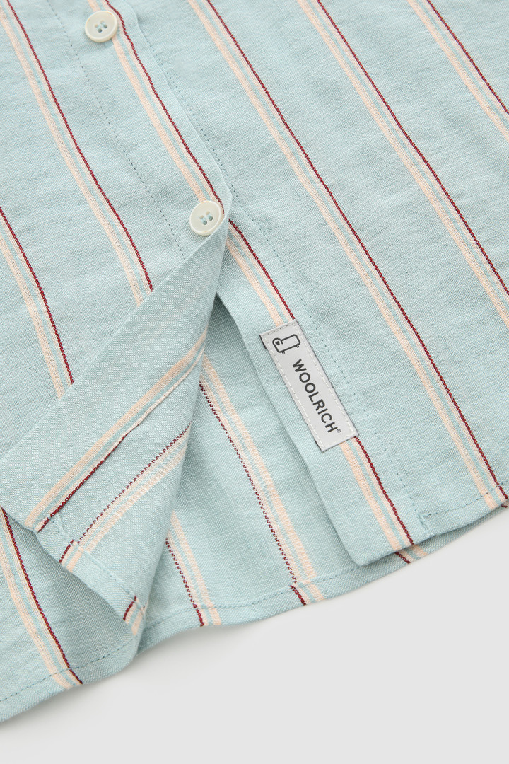 Striped Linen Blend Shirt Blue photo 9 | Woolrich