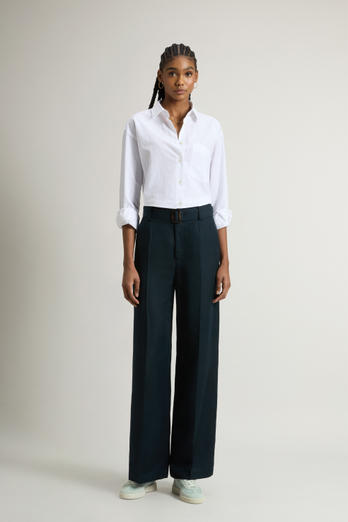 Garment-Dyed Linen-Blend Pants Blue | Woolrich