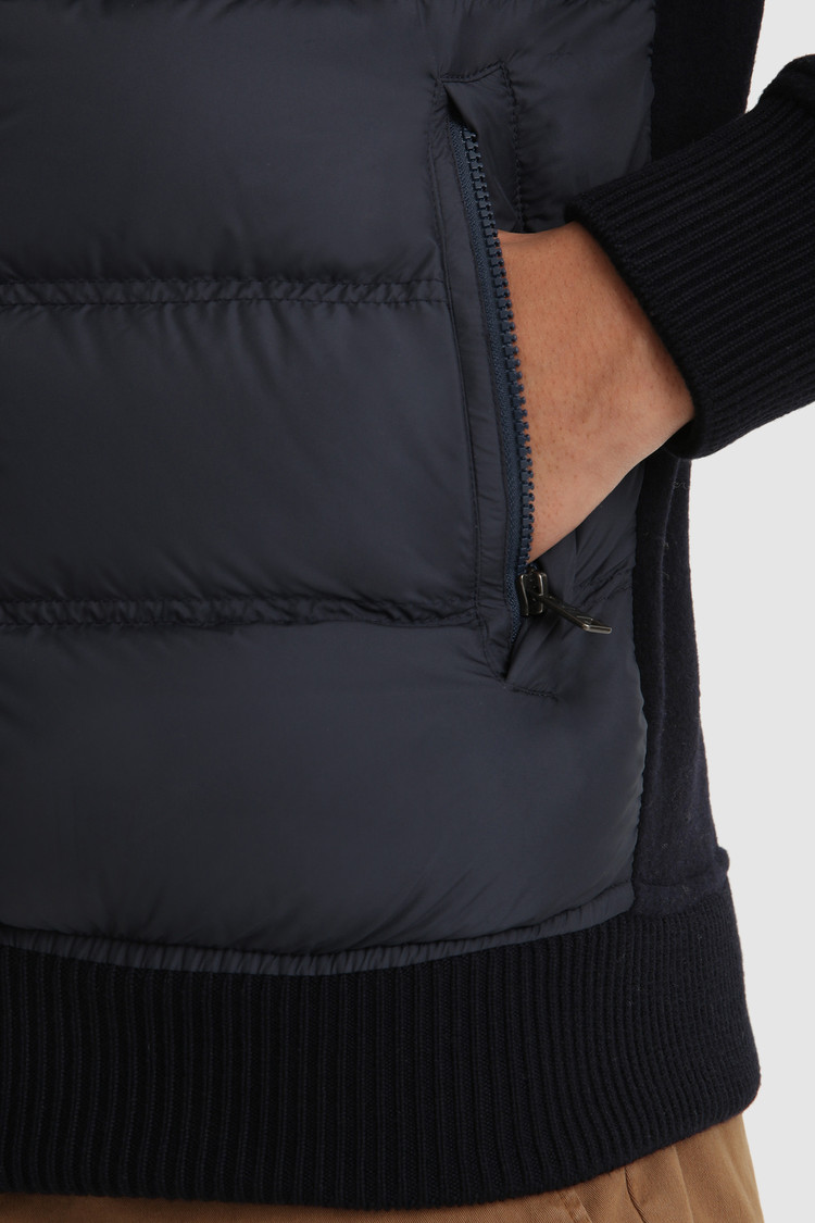 Sweater met volledige rits, gewatteerd en met gebreide mouwen