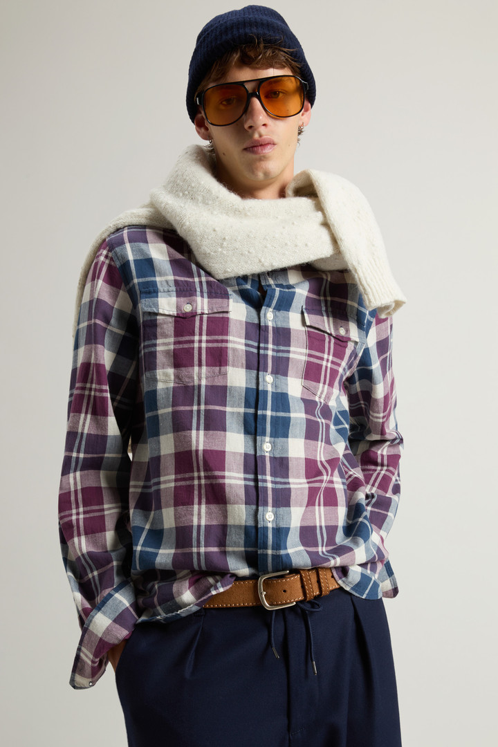 Flanellen overhemd van zuiver Madras-katoen met geruit patroon Meerkleurig photo 4 | Woolrich