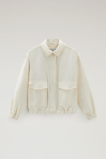 Bomber Jacket in Linen Blend White | Woolrich