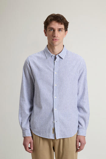 Shirt in Cotton and Linen Blend Blue photo 1 | Woolrich