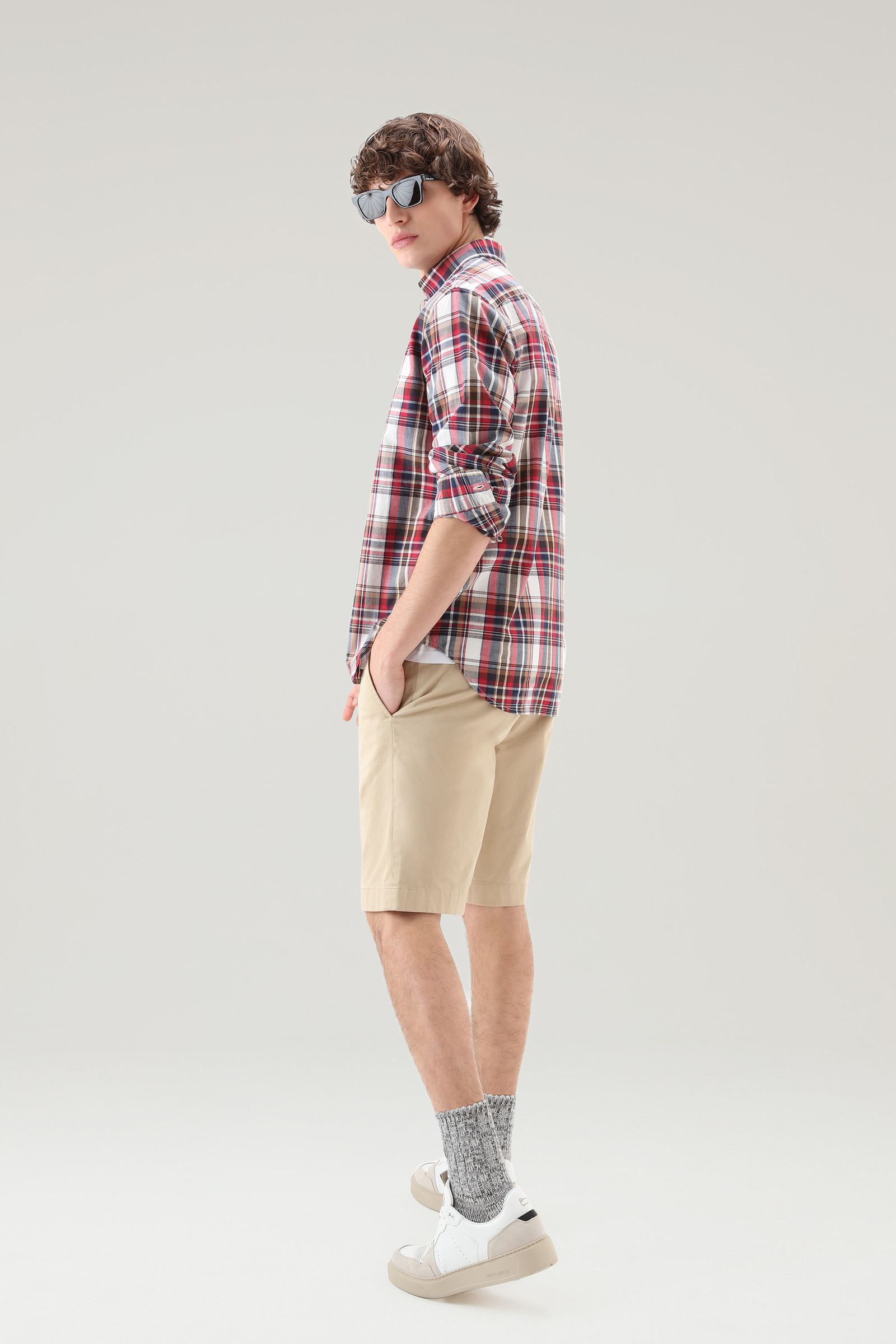 Camicia Madras a quadri in popline di puro cotone rosso photo 2 | Woolrich