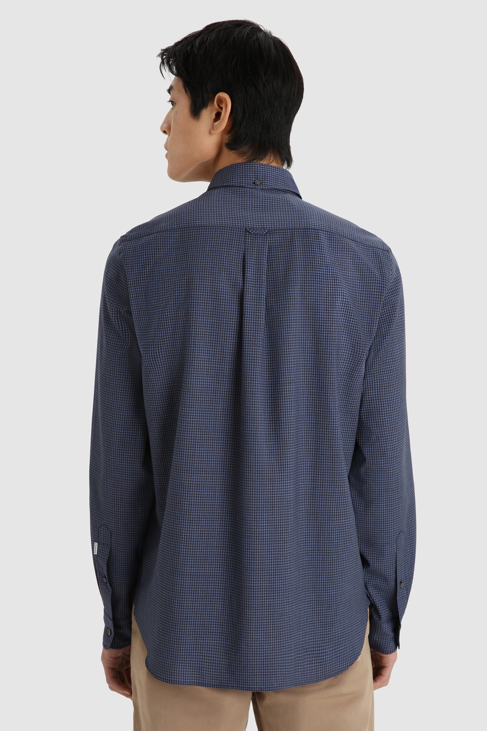 Check Shirt in Cool Virgin Merino Wool Blue | Woolrich USA
