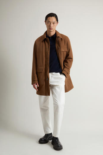 Coat in Loro Piana Italian Pure Virgin Wool Fabric Beige | Woolrich