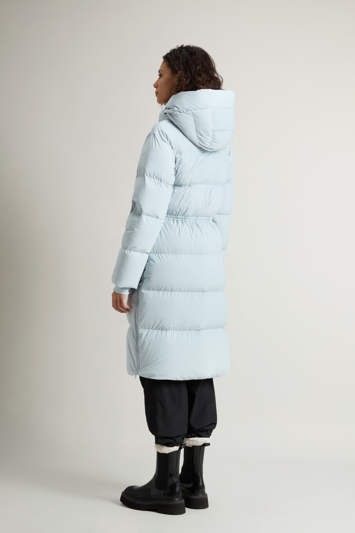 Long Quilted Stretch Nylon Parka with Removable Hood Blue photo 3 | Woolrich