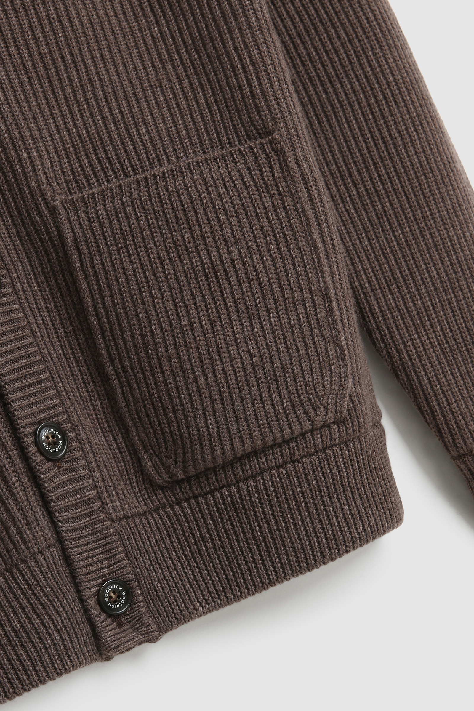 Ribbed Merino Wool Cardigan Brown photo 8 | Woolrich